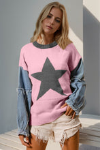 Load image into Gallery viewer, Star Pattern Raw Edge Long Sleeve Sweater (multiple color options)
