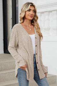 Ribbed Button Up Long Sleeve Cardigan (multiple color options)