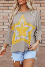 Load image into Gallery viewer, Star Applique Round Neck T-Shirt (2 color options)
