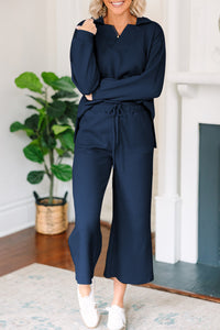 Textured Collared Neck Top and Wide Leg Pants Set (multiple color options)