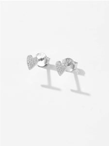 925 Sterling Silver Zircon Heart Stud Earrings (gold or silver)