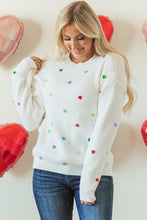 Load image into Gallery viewer, Heart Sequin Round Neck Long Sleeve Sweater
