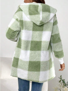 Plaid Long Sleeve Hooded Coat (multiple color options)