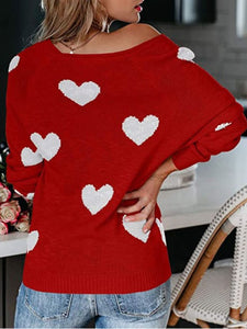 Heart Scoop Neck Long Sleeve Sweater (multiple color options)