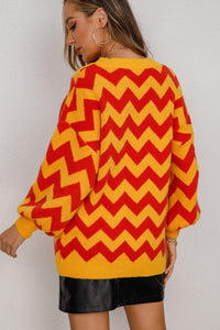 Chevron Lantern Sleeve Tunic Sweater (multiple color options)