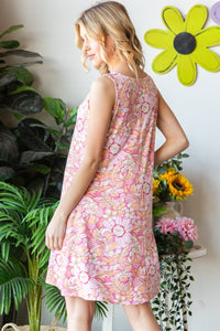 Floral V-Neck Tank Dress with Pockets