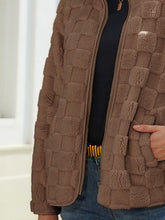 Load image into Gallery viewer, Fuzzy Checkered Zip Up Jacket (multiple color options)
