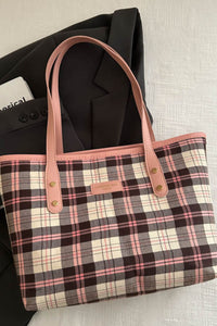 Plaid PU Leather Tote Bag (multiple color options)