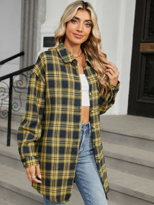 Plaid Collared Neck Long Sleeve Shirt (multiple color options)