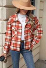 Load image into Gallery viewer, Pocketed Plaid Collared Neck Dropped Shoulder Jacket (multiple color options)
