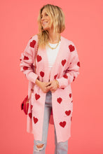 Load image into Gallery viewer, Heart Graphic Open Front Cardigan with Pockets (multiple color options)
