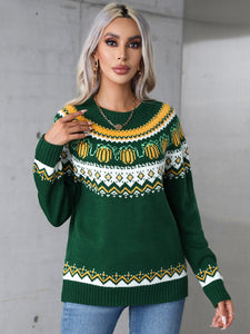 Geometric Round Neck Long Sleeve Sweater (2 color options)