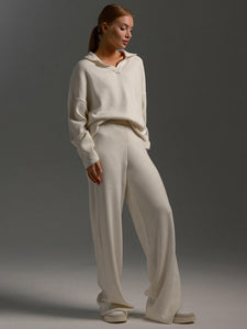 Johnny Collar Long Sleeve Top and Pants Sweater Set (multiple color options)