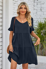 Load image into Gallery viewer, Mandy V-Neck Flounce Sleeve Tiered Dress (multiple color options)
