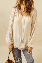 Load image into Gallery viewer, Tassel Tie Neck Long Sleeve Blouse
