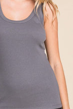 Load image into Gallery viewer, Ribbed Scoop Neck Tank in Cold Charcoal
