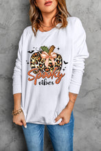 Load image into Gallery viewer, Spooky Vibes Graphic Round Neck Long Sleeve Sweatshirt
