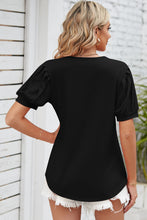 Load image into Gallery viewer, Notched Ruched Short Sleeve Top (multiple color options)
