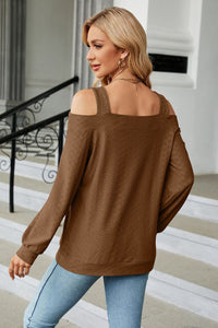 Cold Shoulder Square Neck Cutout Blouse (multiple color options)