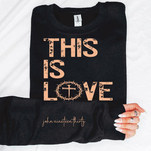 "This Is Love" with Sleeve Accent Print Sweatshirt
