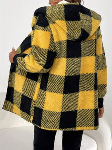 Plaid Long Sleeve Hooded Coat (multiple color options)