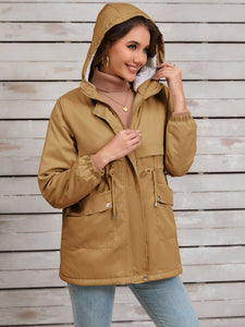 Drawstring Long Sleeve Hooded Jacket (multiple color options)