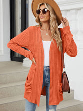 Load image into Gallery viewer, Pocketed Open Front Long Sleeve Cardigan (multiple color options)
