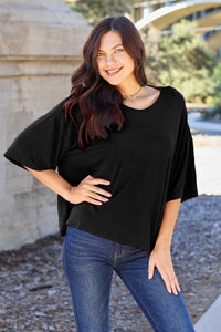 Bamboo Round Neck Drop Shoulder T-Shirt (multiple color options)