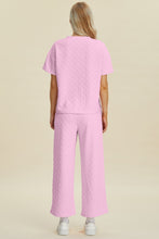 Load image into Gallery viewer, Texture Round Neck Short Sleeve Top and Pants Set  (multiple color options)
