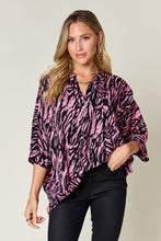 Load image into Gallery viewer, Printed Notched Three-Quarter Sleeve Blouse
