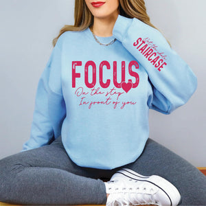 "Focus" with Sleeve Accent Print Sweatshirt