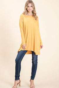 Round Neck Long Sleeve Oversized Top in Yellow