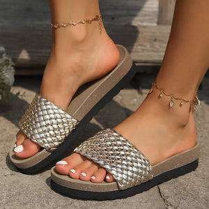 PU Leather Woven Platform Sandals  (multiple color options)