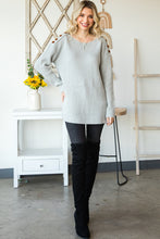 Load image into Gallery viewer, Side Slit Boat Neck Long Sleeve Sweater
