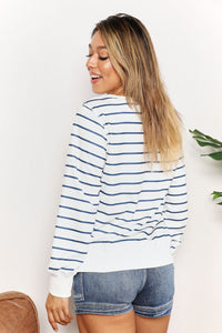 Serene Skyline Striped Long Sleeve Round Neck Top