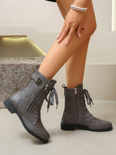 Load image into Gallery viewer, PU Leather Lace-Up Boots (multiple color options)
