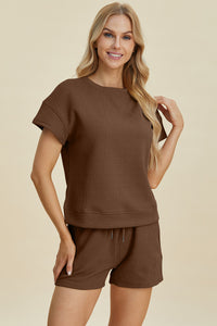 Texture Short Sleeve Top and Shorts Set (multiple color options)