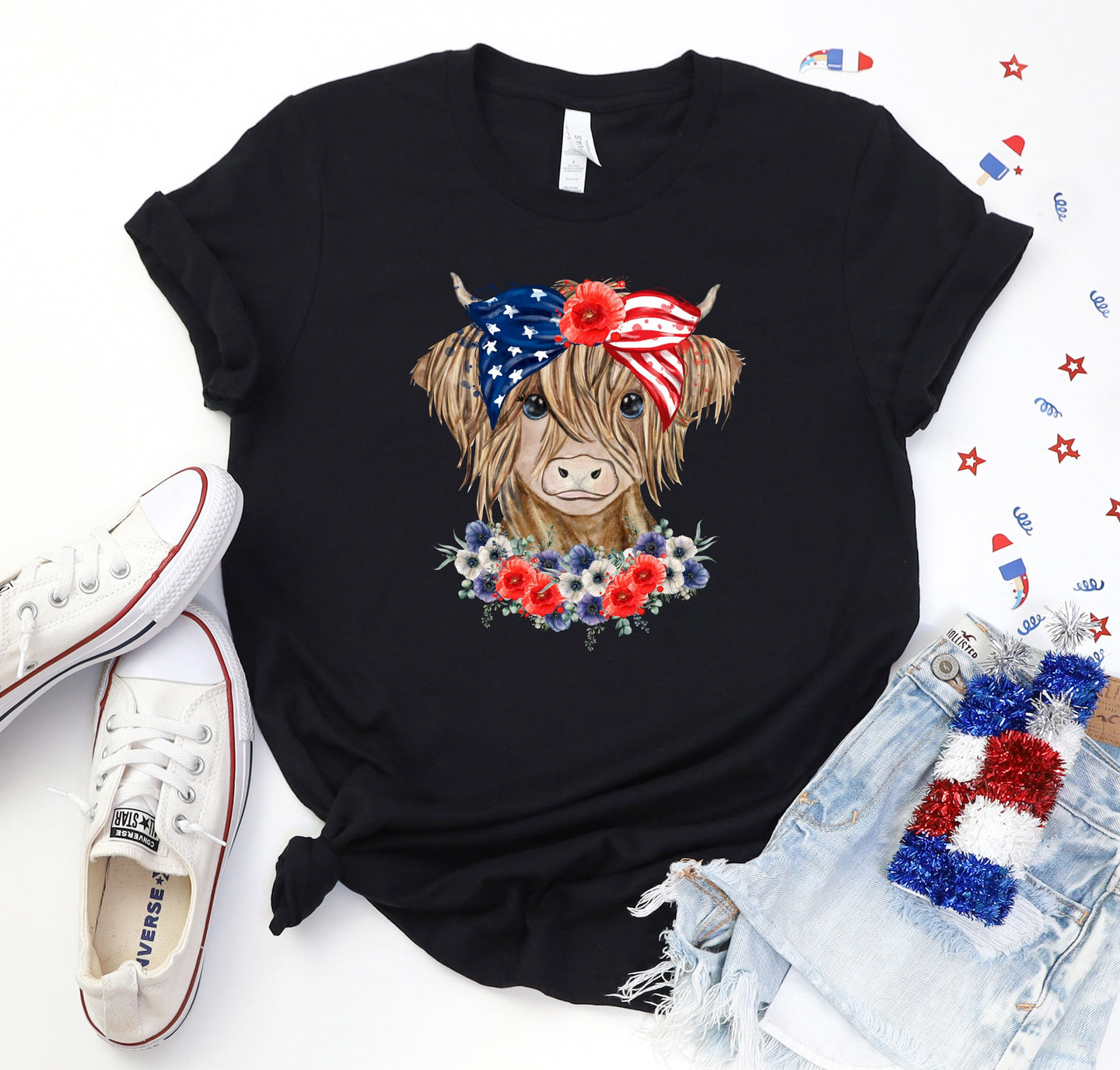 Americana Cow Graphic T-Shirt