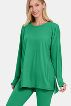 Load image into Gallery viewer, Brushed Microfiber Top and Leggings Lounge Set in Kelly Green
