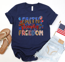 Load image into Gallery viewer, Faith Family Freedom Graphic T-Shirt
