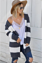 Load image into Gallery viewer, Contrast Stripes Open Front Long Sleeve Cardigan
