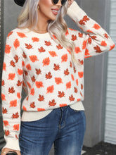 Load image into Gallery viewer, Maple Leaf Round Neck Long Sleeve Sweater (2 color options)
