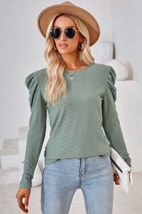 Round Neck Puff Sleeve Top (multiple color options)