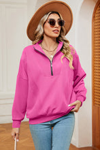 Load image into Gallery viewer, Half Zip Dropped Shoulder Sweatshirt (multiple color options)
