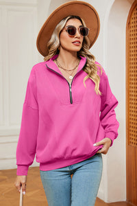 Half Zip Dropped Shoulder Sweatshirt (multiple color options)