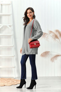 Cable-Knit Open Front Long Sleeve Cardigan (multiple color options)