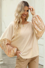 Load image into Gallery viewer, Sequin Crisscross Boat Neck Long Sleeve Blouse (2 color options)
