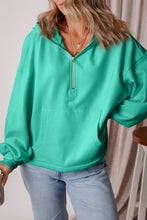 Load image into Gallery viewer, Pocketed Half Zip Dropped Shoulder Hoodie (multiple color options)
