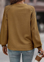 Load image into Gallery viewer, Lace Detail Round Neck Lantern Sleeve Top (multiple color options)
