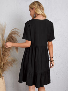 V-Neck Short Sleeve Dress (multiple color options)